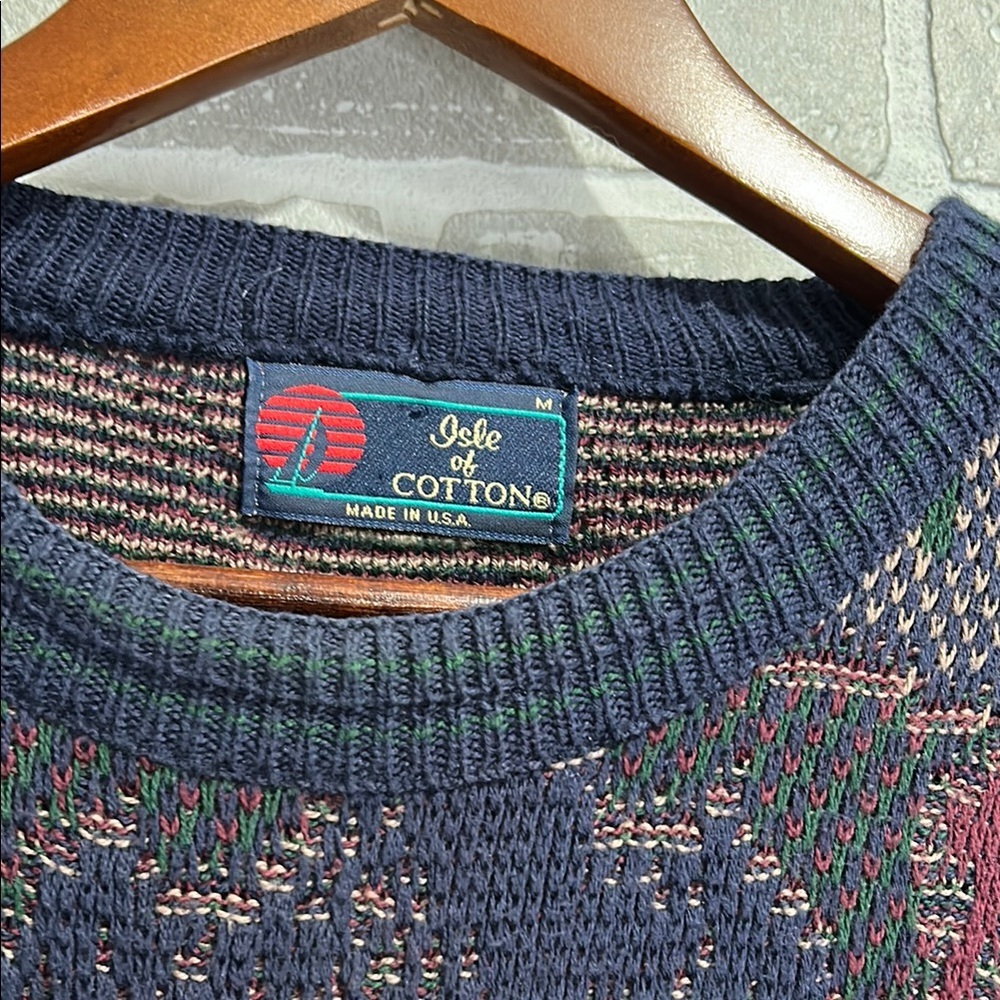 Vintage Golf Sweater Novelty Knit Grandpa Core Crewneck Isle of Cotton Men’s Med - Picture 8 of 14